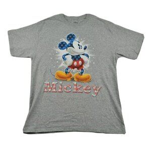 MICKEY Mouse T Shirt M USA Disney American Stars Grey Red White Blue